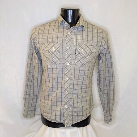 Ecko Unltd Men's Striped Button-Up Shirt | Brown | Size Medium | Streetwear - Picture 1 of 3